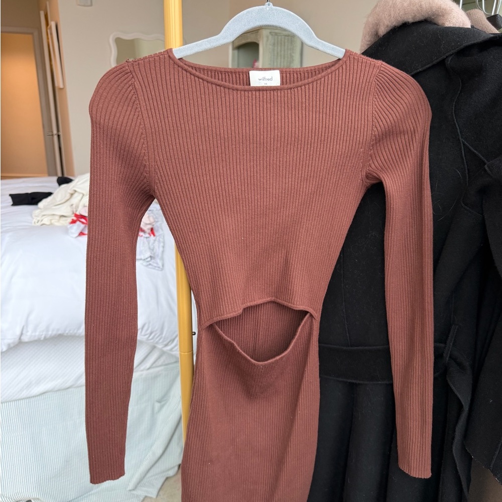 Wilfred Cutout Knit Longsleeve Mini Dress - Picture 1 of 4
